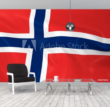 Picture of Waving Flag of Norway - 3D Render of the Norwegian Flag with Silky Texture